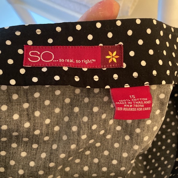 SO real so right polka dotted springy cotton midi skirt Sz 15 - Picture 2 of 4